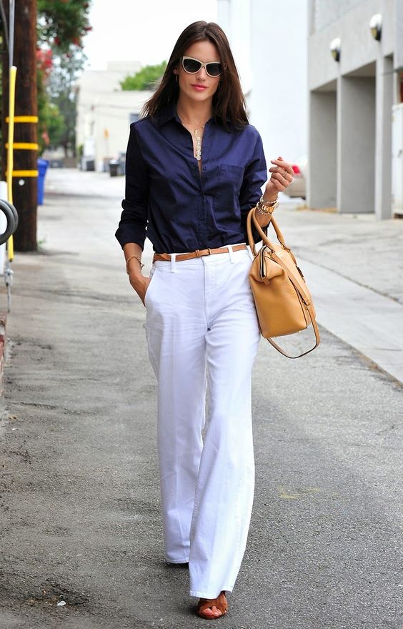 Lacivert beyaz kombin