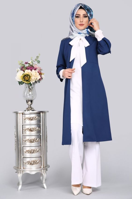 lacivert tesettür kombinleri