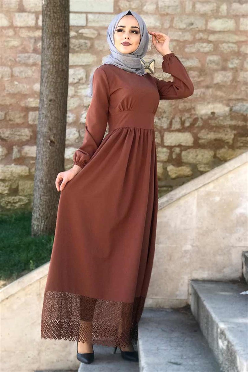 Kahverengi Elbise Kombinleri Tarz Kadın