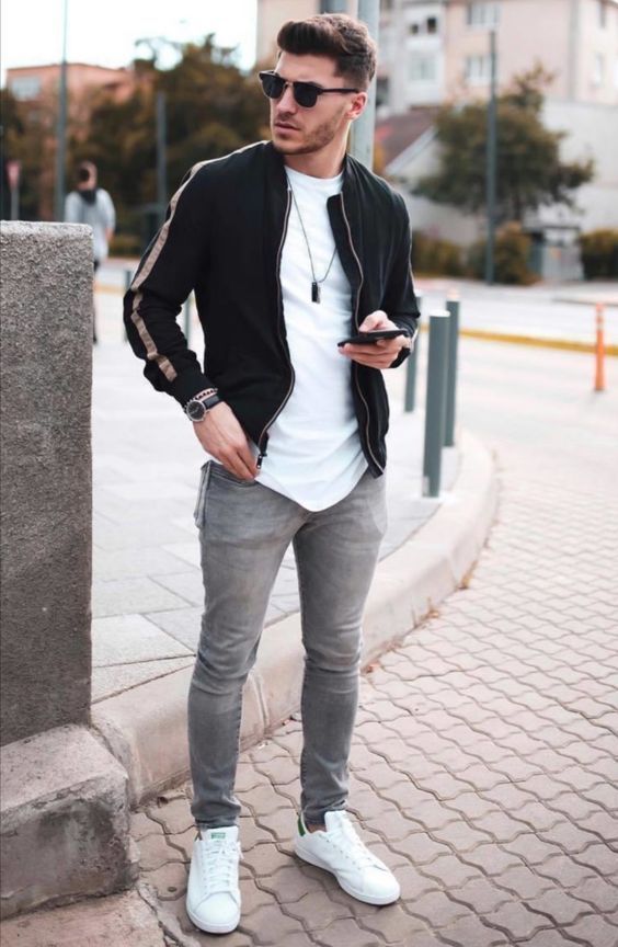 açık gri kot pantolon kombinleri erkek