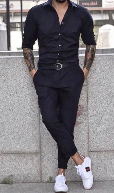 siyah gömlek siyah pantolon kombinleri erkek