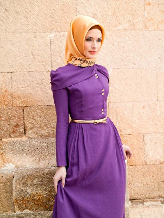 mor elbiseye uygun eşarp