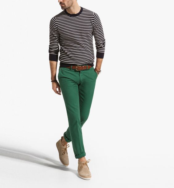 Koyu yeşil pantolon kombini