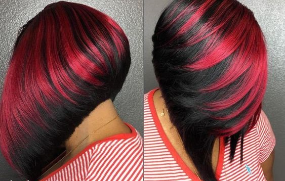 siyah saça kırmızı ombre