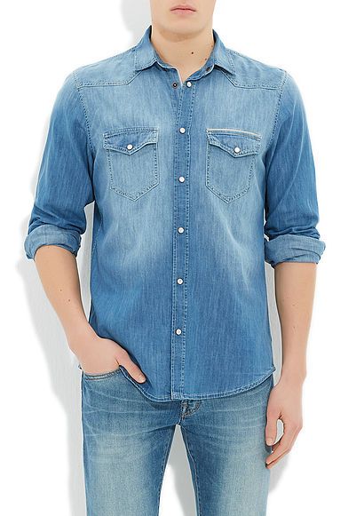 Mavi kot gömlek kombinleri