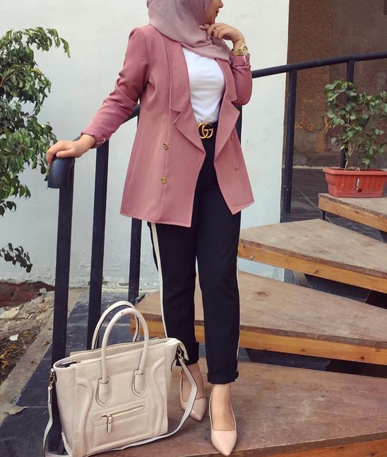 Tesettür blazer ceket kombinleri