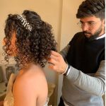 kısa kıvırcık saç düğün modelleri