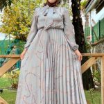 desenli gümüş gri abiye elbise modelleri