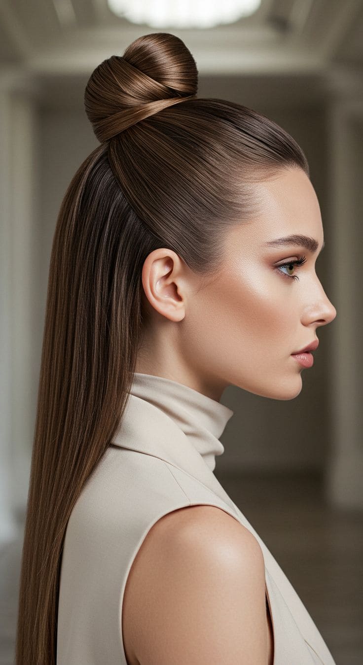 yarım sleek bun topuz