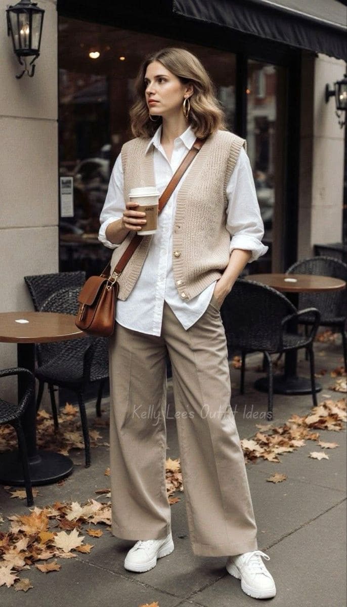 örgü yelekli kombin